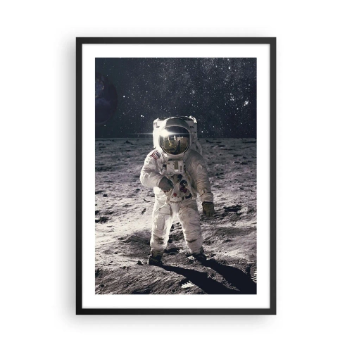 Poster in black frame - Astronaut on the Moon with a View of the Stars - 50x70cm - Greetings from the Moon - Modern wall decoration for the living room and bedroom ARTTOR