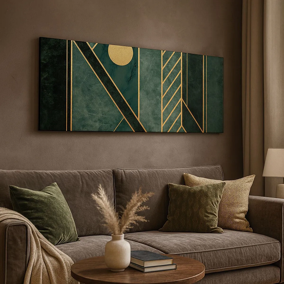 Canvas picture - Dynamics of Gold and Azure - 100x40 cm