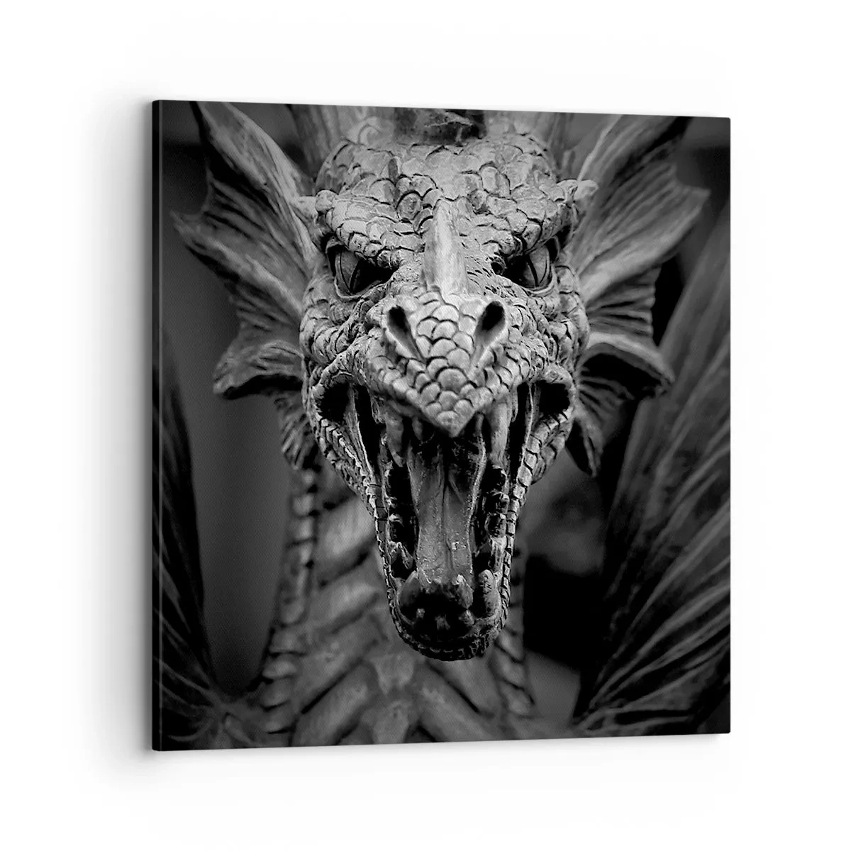 Canvas picture - Fairytale Dragon in Grey - 70x70 cm