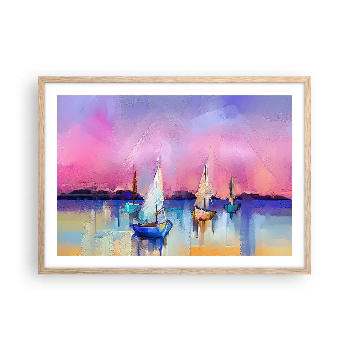 Poster in light oak frame - Direction: High Sees - 70x50 cm