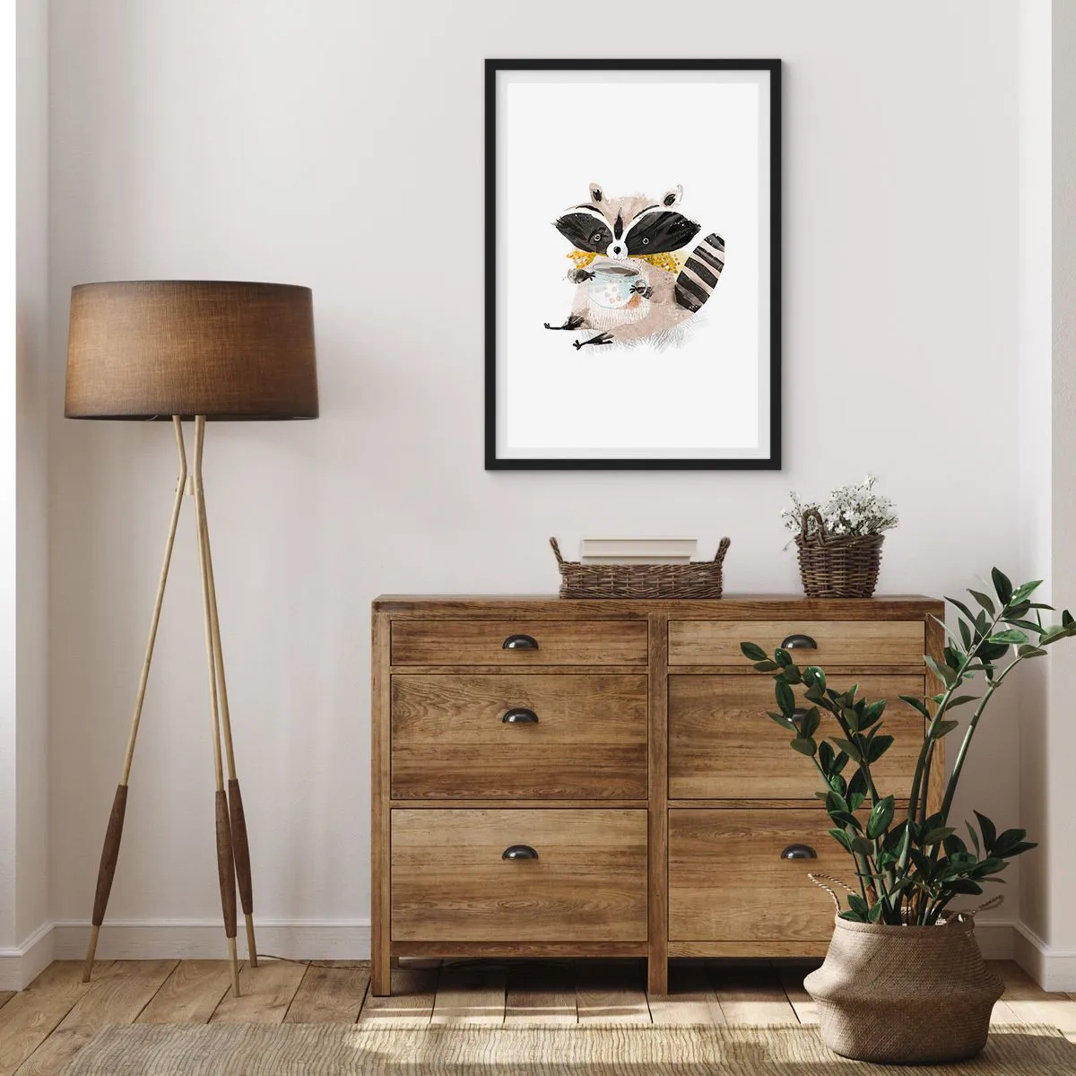 Poster in black frame - My Friend Raccoon - 40x50 cm