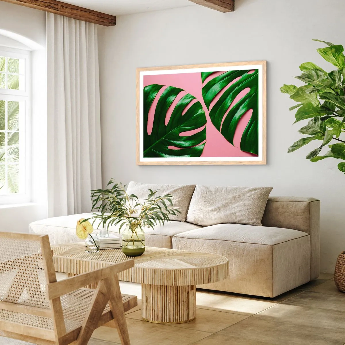 Poster in light oak frame - Green Rendezvous - 40x30 cm
