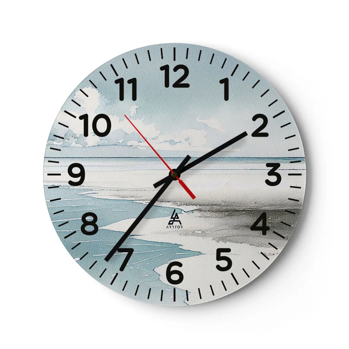 Wall clock - Clock on glass - Gentle Tide - 30x30 cm