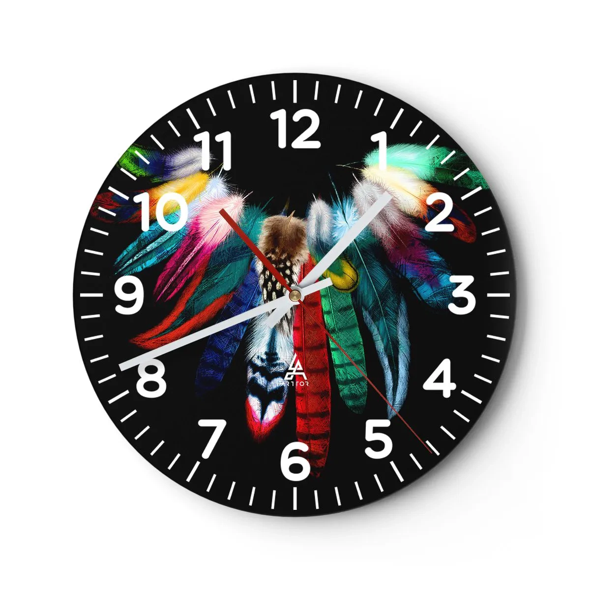 Wall clock - Clock on glass - Indian Necklace - 40x40 cm