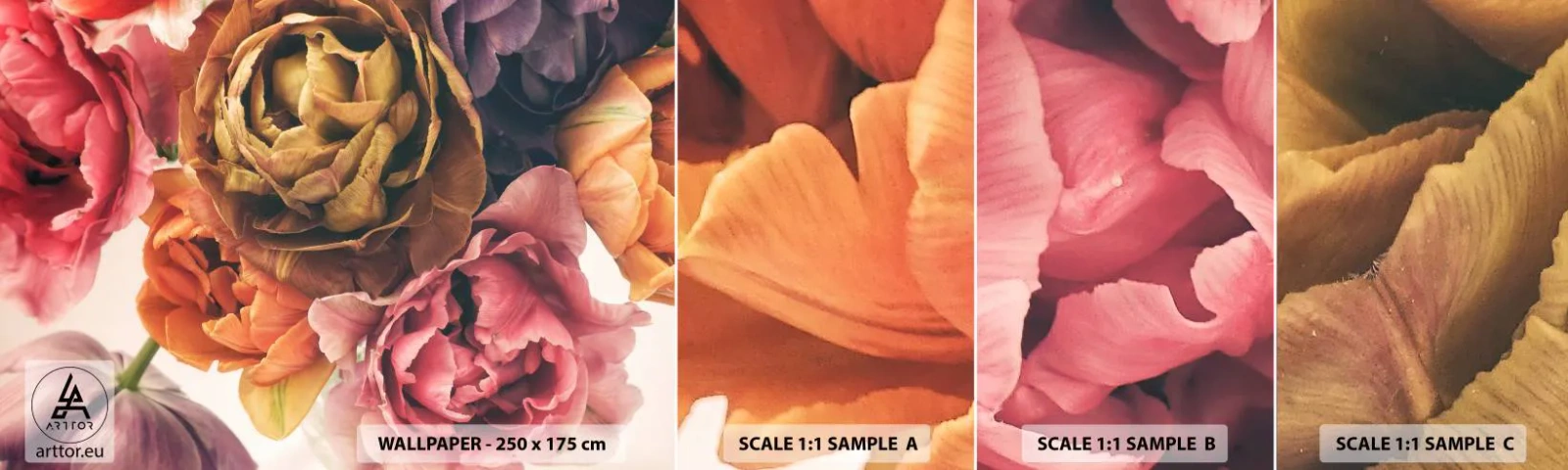 Photo Wallpaper Sample Self-Adhesive Deluxe Sticker - Celebration of Life - Bouquet of flowers, Flowers, Peony - 100x30 cm