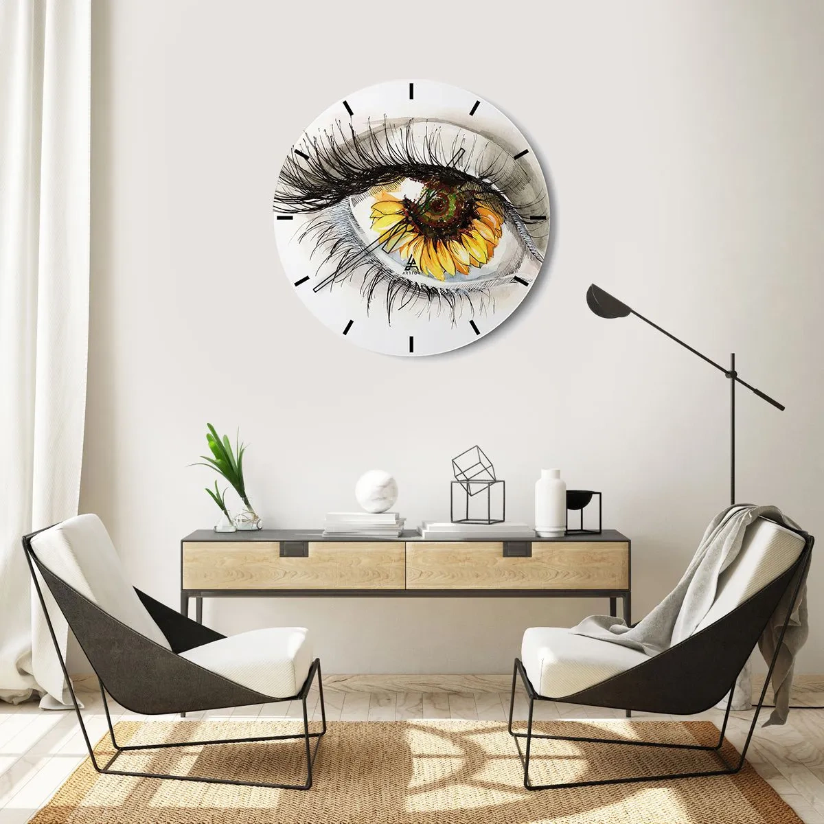 Wall clock - Clock on glass - Look Hot As a Summer - 40x40 cm