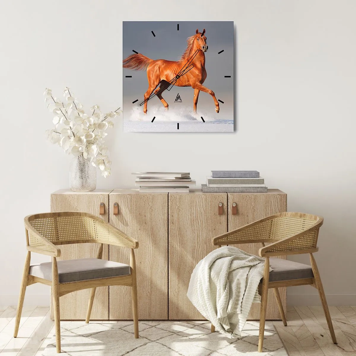 Wall clock - Clock on glass - Dancing Grace - 40x40 cm