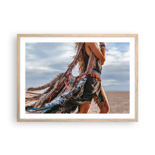 Poster in light oak frame - Shaman's Girl - 70x50 cm
