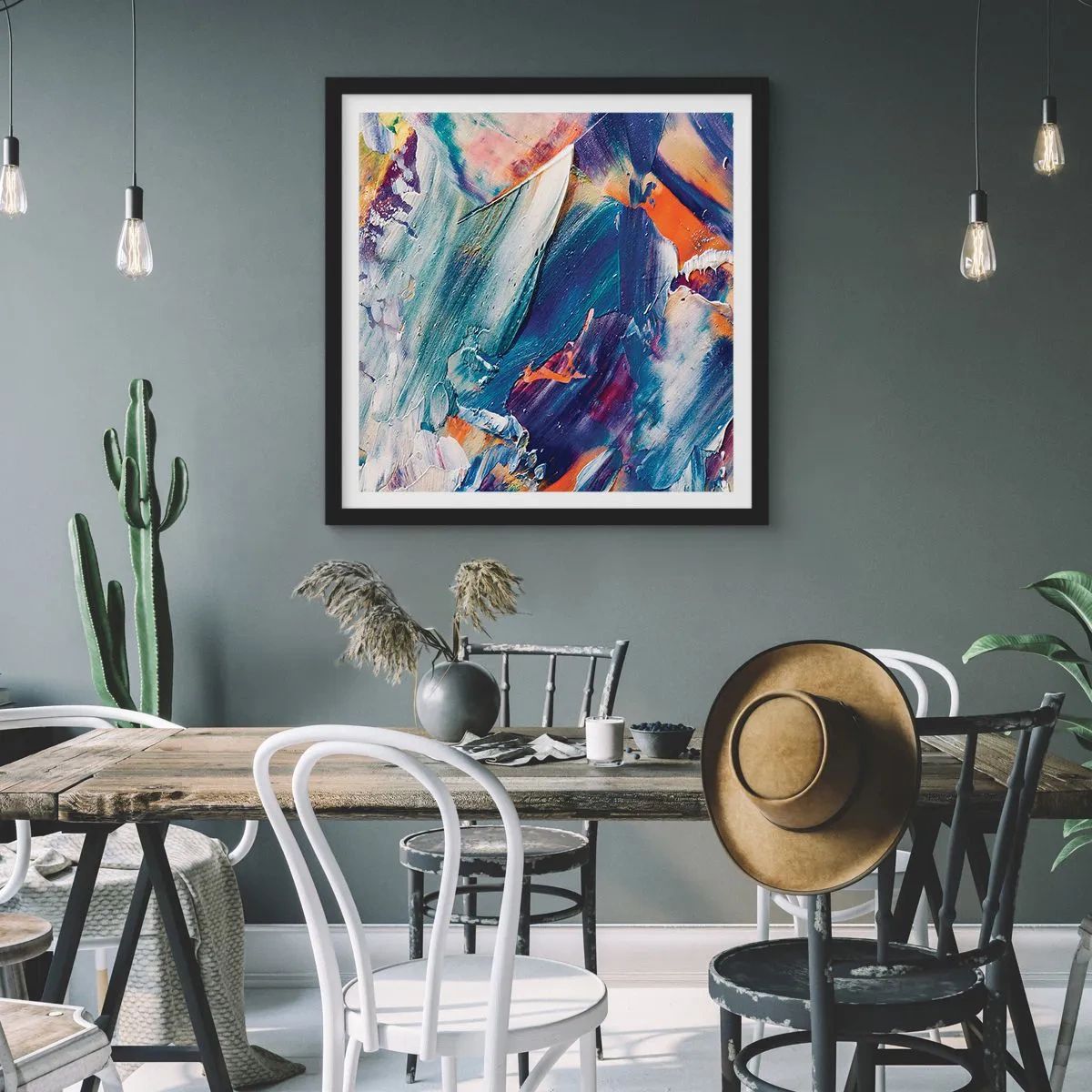 Poster in black frame - Whirlwind of Colour - 60x60 cm