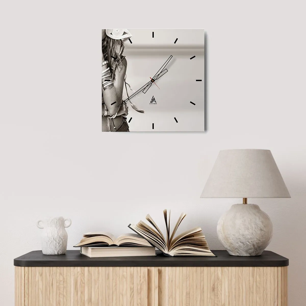 Wall clock - Clock on glass - Like a Girl - 30x30 cm