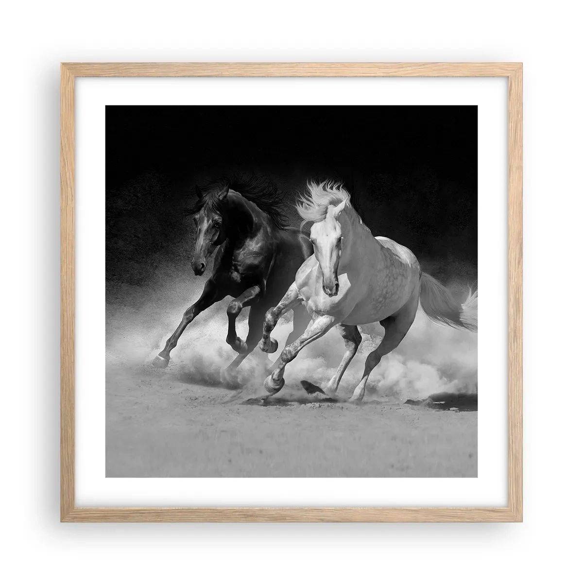 Poster in light oak frame - Gallop of Freedom - 50x50 cm