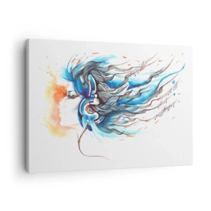 Canvas picture - Artistic graphic of a woman wearing headphones with musical accents - 70x50cm - Let The Music Play - Modern wall decoration for the living room and bedroom ARTTOR
