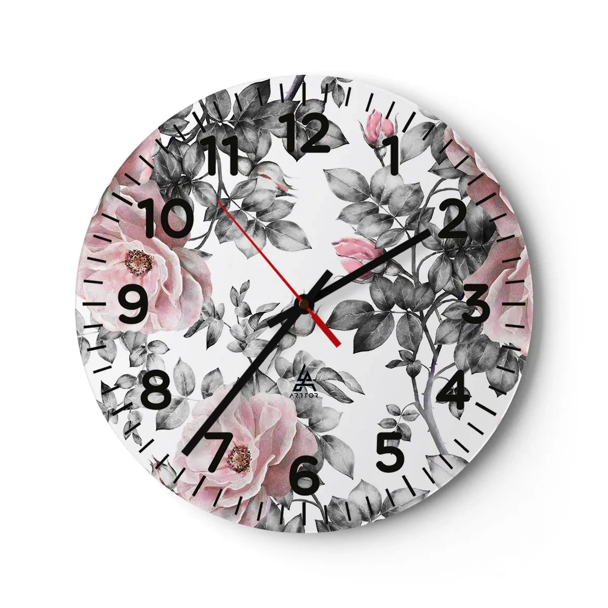 Wall clock - Clock on glass - Getting Lost in Rose Flowers - 40x40 cm