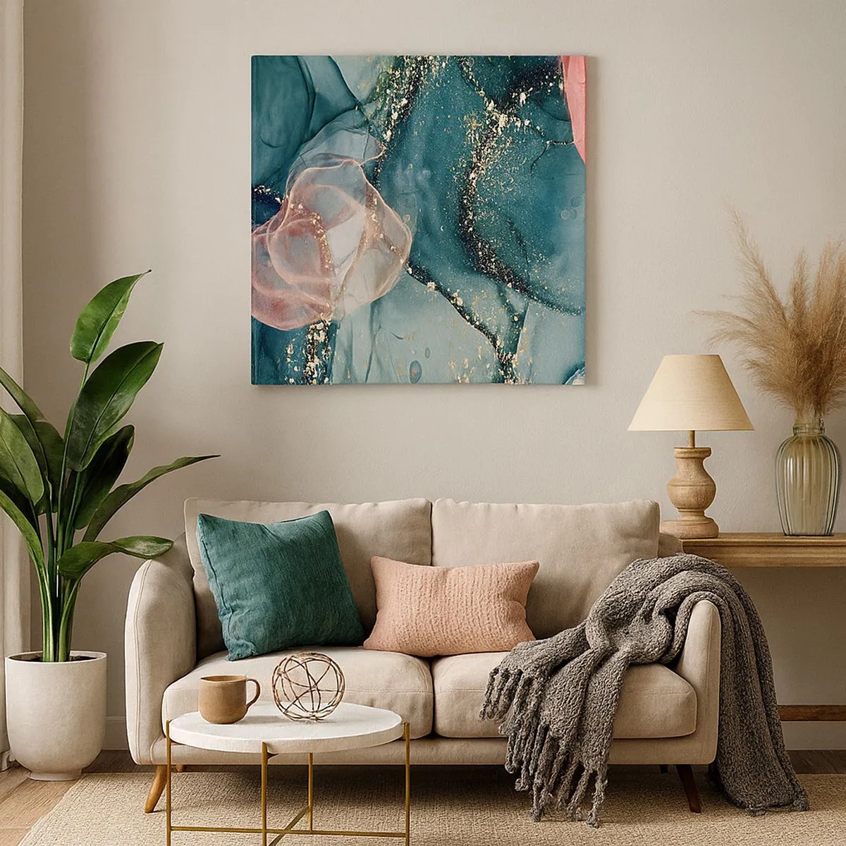 Canvas picture - Silm Blue, Tulle Pink - 30x30 cm