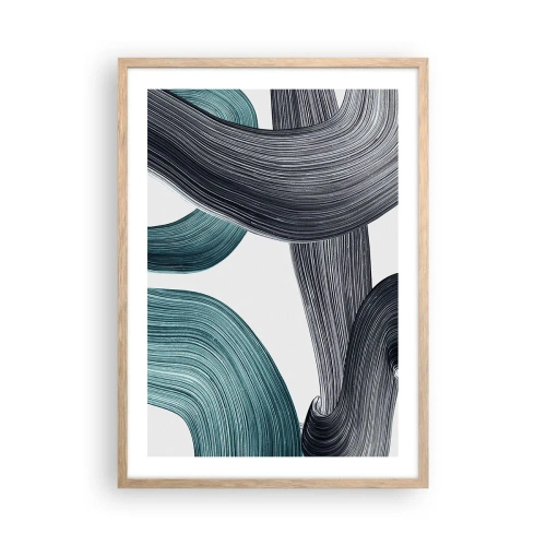 Poster in light oak frame - Emerald and Black Trails - 50x70 cm