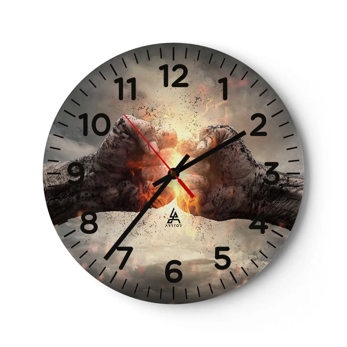 Wall clock - Clock on glass - Stand Up and Fight - 40x40 cm