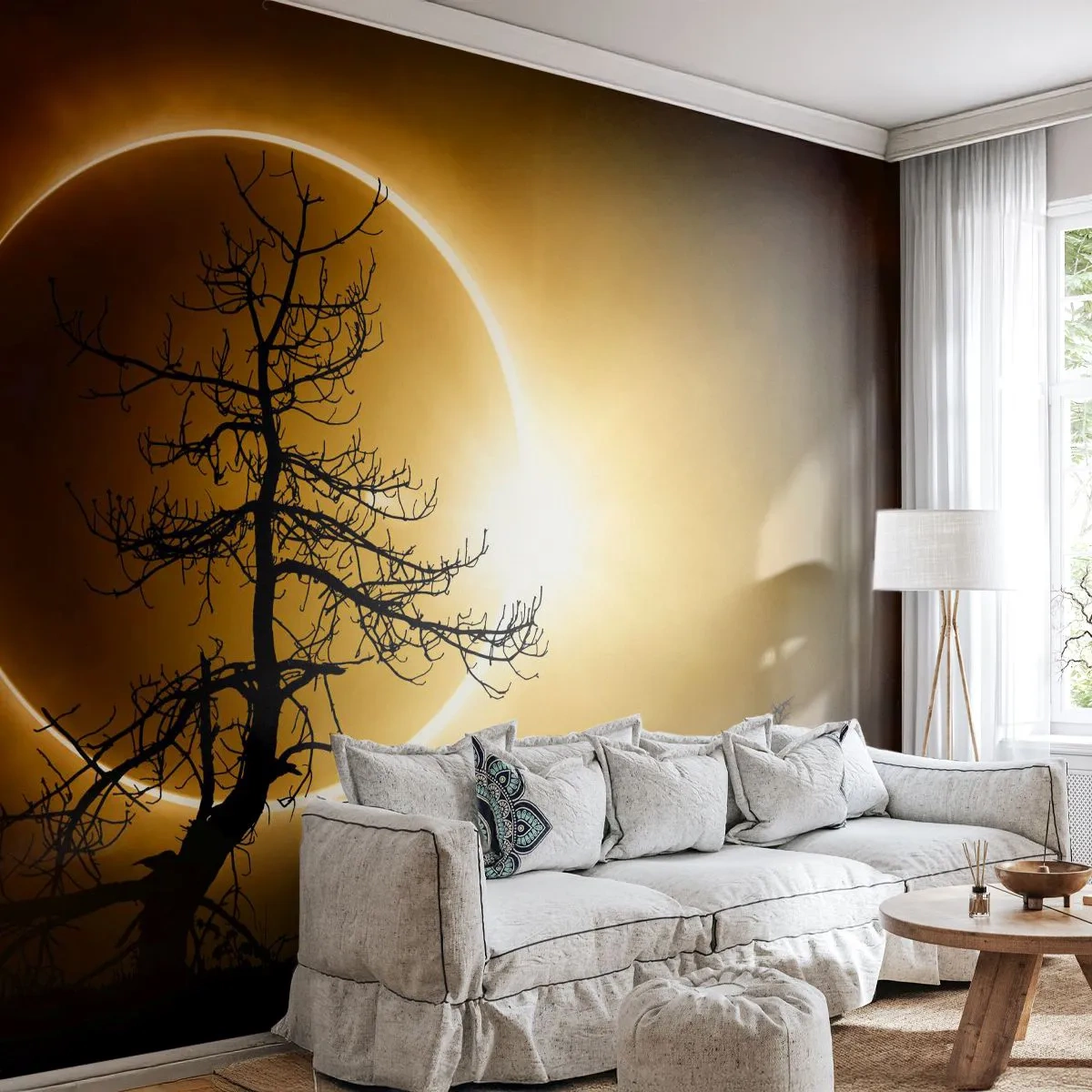 Self-Adhesive Photo Wallpaper Deluxe Sticker - Total Eclipse - Eclipse, Tree, Landscape - 150x105 cm
