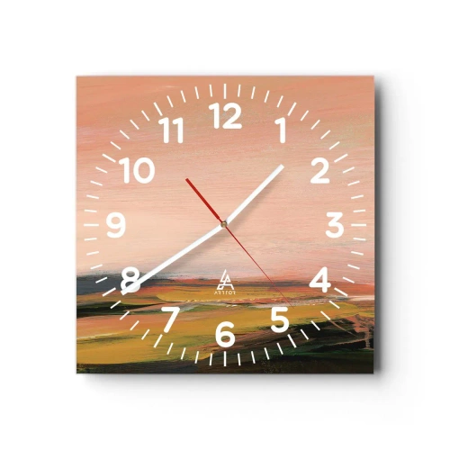 Wall clock - Clock on glass - In Pink Tones - 30x30 cm