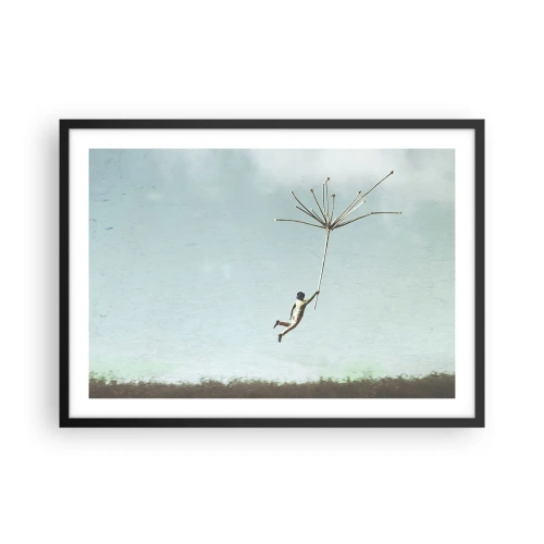 Poster in black frame - Kites, Dandelions, Wind - 70x50 cm
