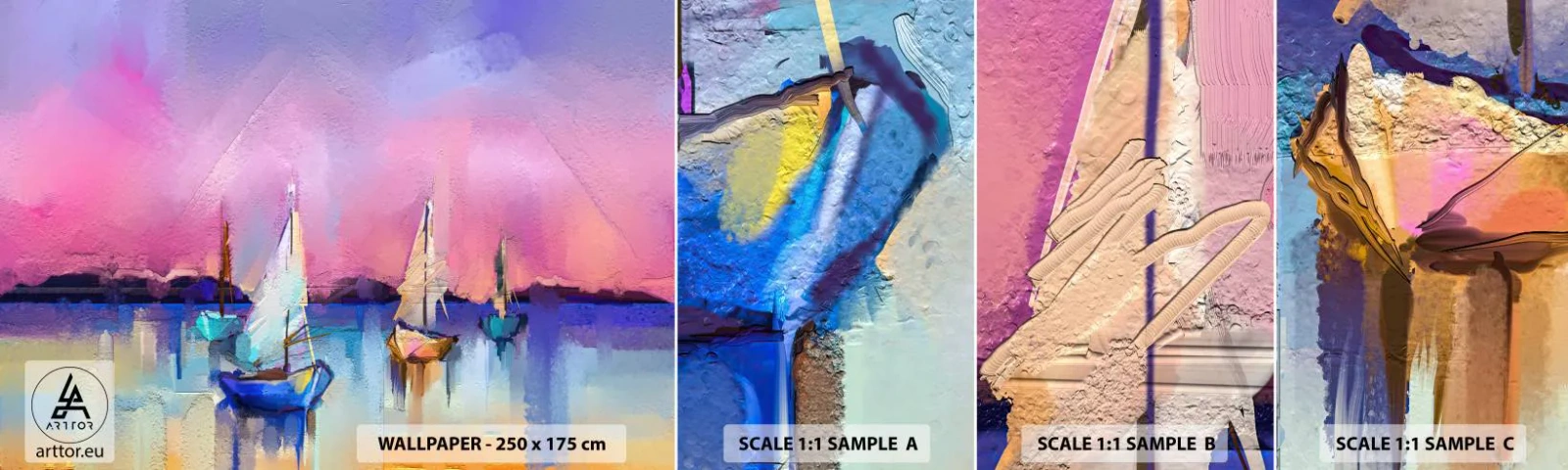 Photo Wallpaper Sample Self-Adhesive Deluxe Sticker - Direction: High Sees - Landscape, Lake, Sailboat - 100x30 cm