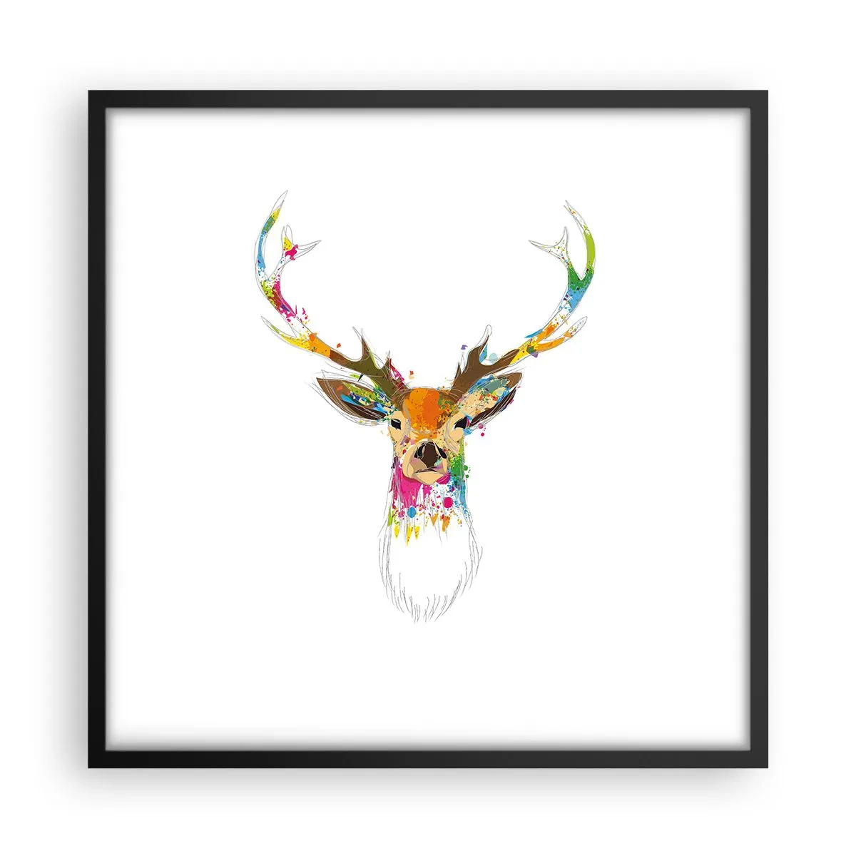 Poster in black frame - Deer Bathed in Colour - 50x50 cm