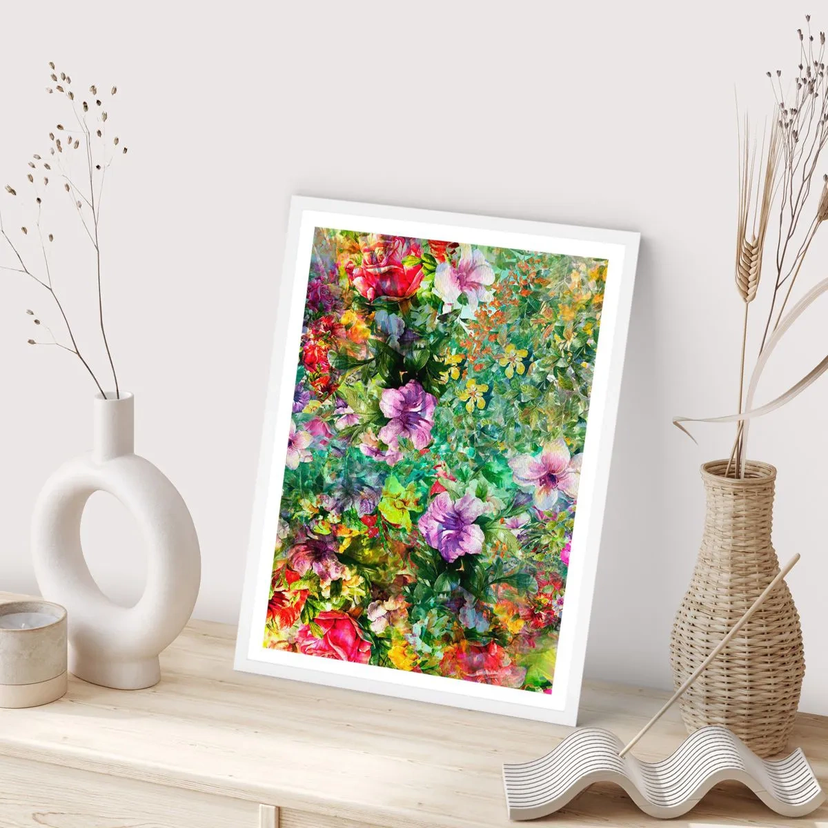 Poster in white frmae - Lost in the Flowers - 61x91 cm