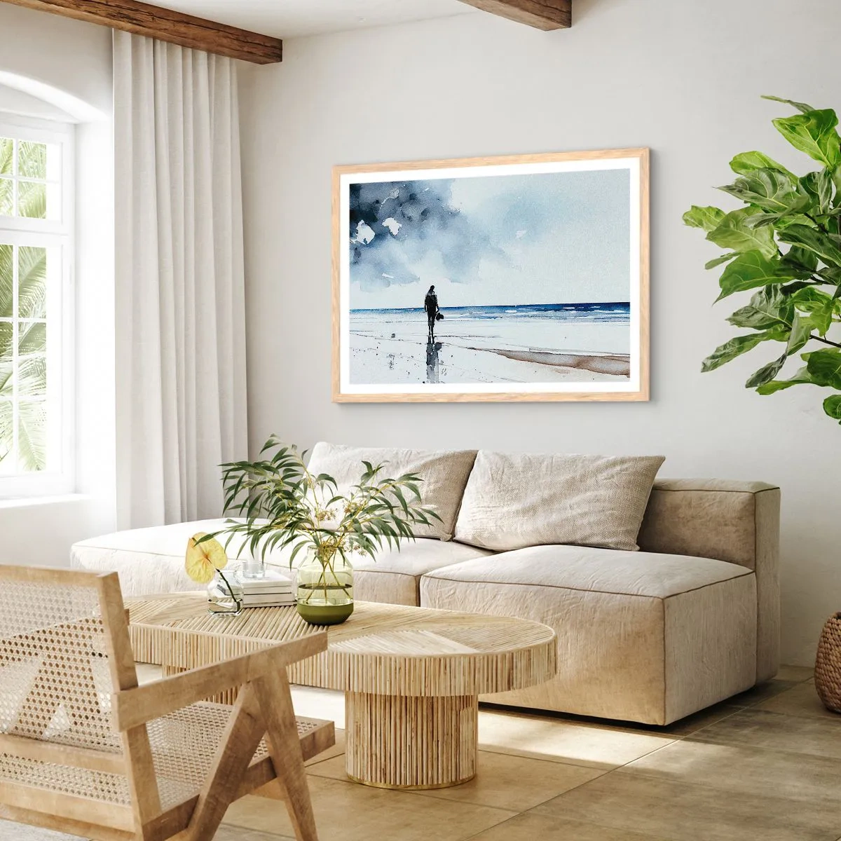 Poster in light oak frame - Conversation with the Sea - 70x50 cm