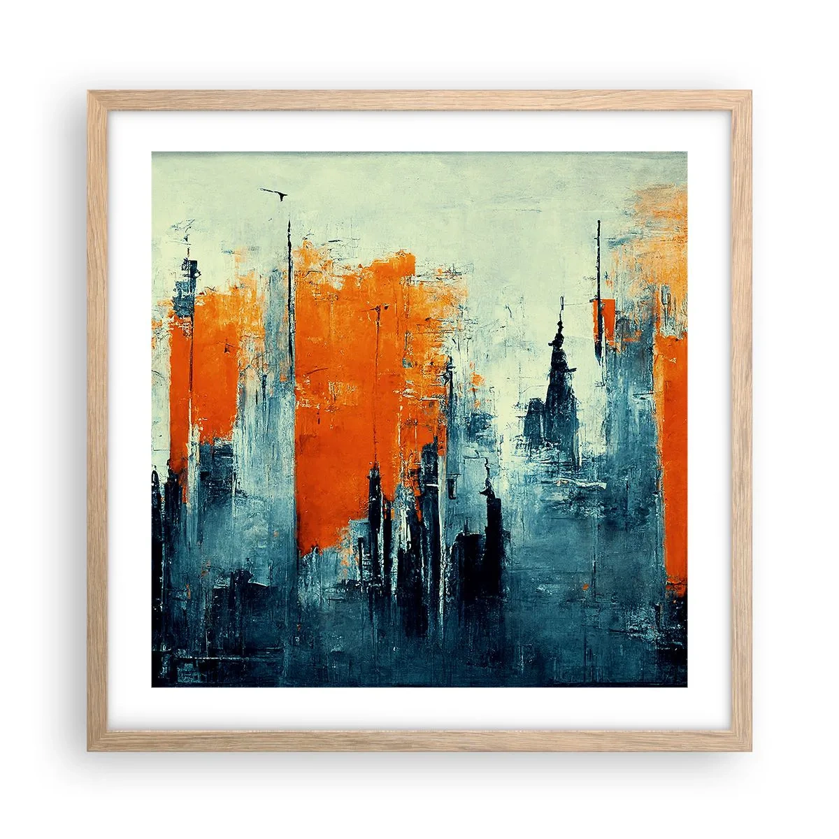Poster in light oak frame - Modern Landscape - 50x50 cm