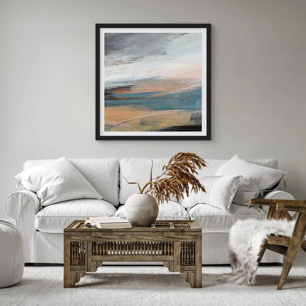 Poster in black frame - Abstract: Northern Landscsape - 40x40 cm
