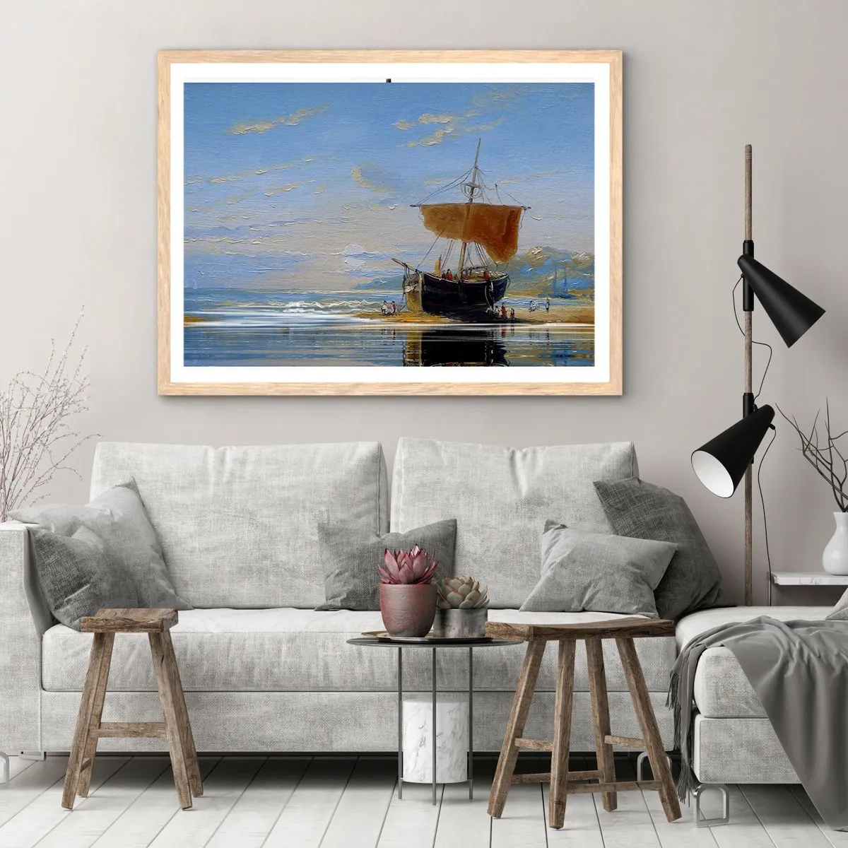 Poster in light oak frame - Water, Earth, Air - 50x40 cm