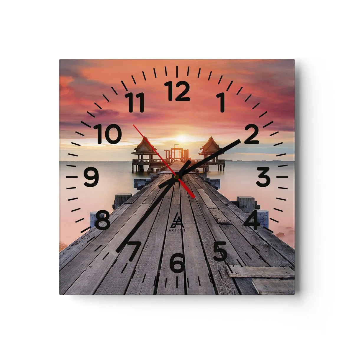 Wall clock - Clock on glass - Sunset on the East - 30x30 cm