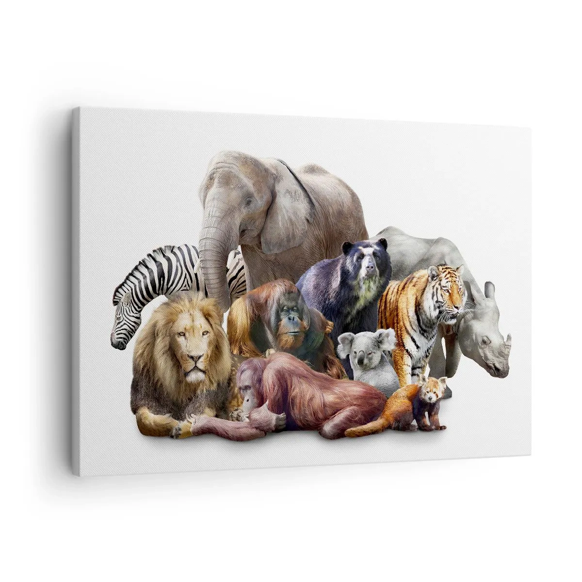 Canvas picture - A variety of wild animals in a group composition - 70x50cm - African Family Photo - Modern wall decoration for the living room and bedroom ARTTOR