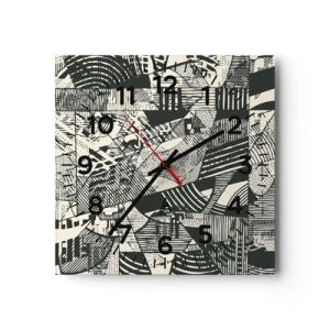 Wall clock - Clock on glass - Dynamics of Contemporaneity - 40x40 cm