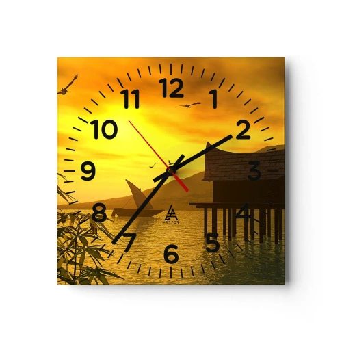 Wall clock - Clock on glass - Long-Awaited Peace - 40x40 cm