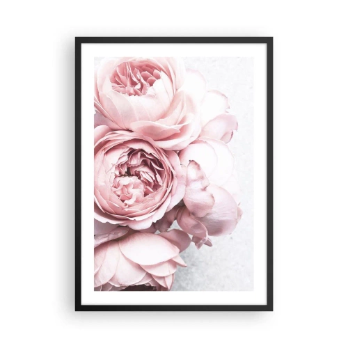 Poster in black frame - Delicate pink peony flowers close-up - 50x70cm - for the Romantics - Modern wall decoration for the living room and bedroom ARTTOR