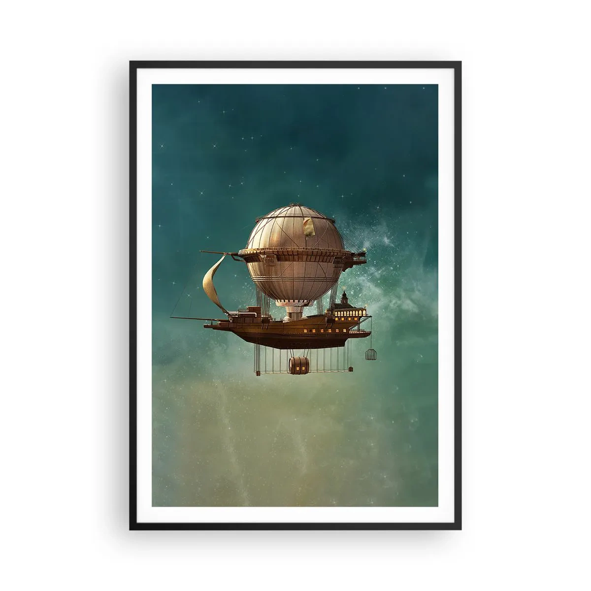 Poster in black frame - Greetings from Jules Verne - 70x100 cm