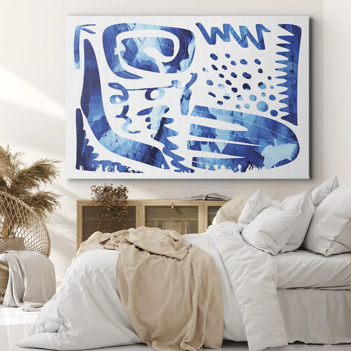 Canvas picture - Abstract pattern in shades of blue - 70x50cm - Return to the Roots - Modern wall decoration for the living room and bedroom ARTTOR