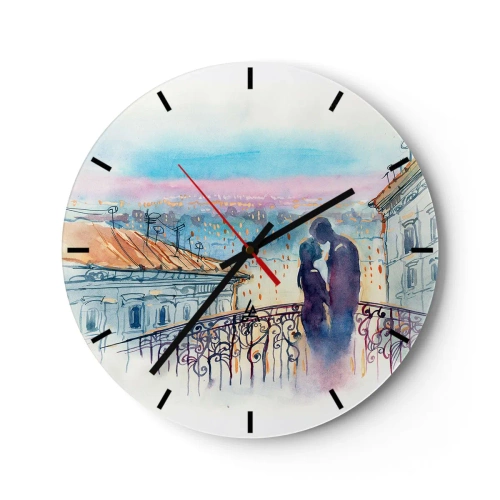 Wall clock - Clock on glass - Parisian Lovers - 40x40 cm