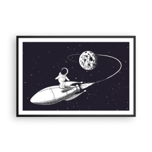 Poster in black frame - Space Surfer - 91x61 cm