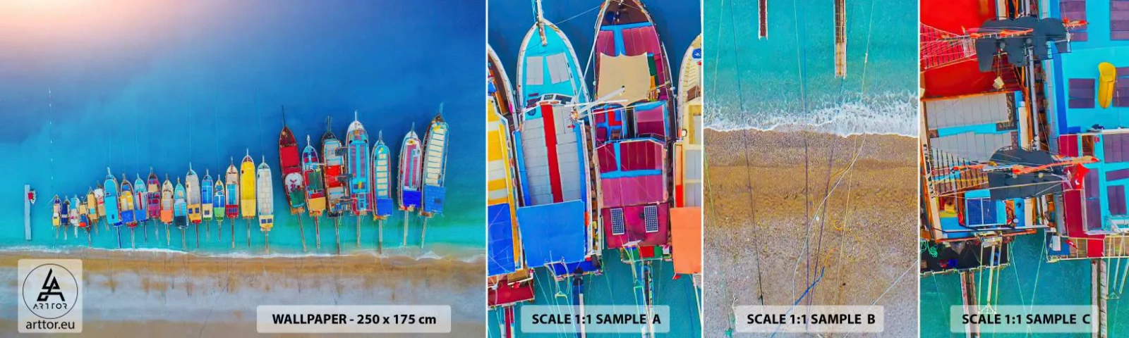 Photo Wallpaper Sample Self-Adhesive Deluxe Sticker - From Bird's Eye View - Landscape, Beach, Sea - 100x30 cm