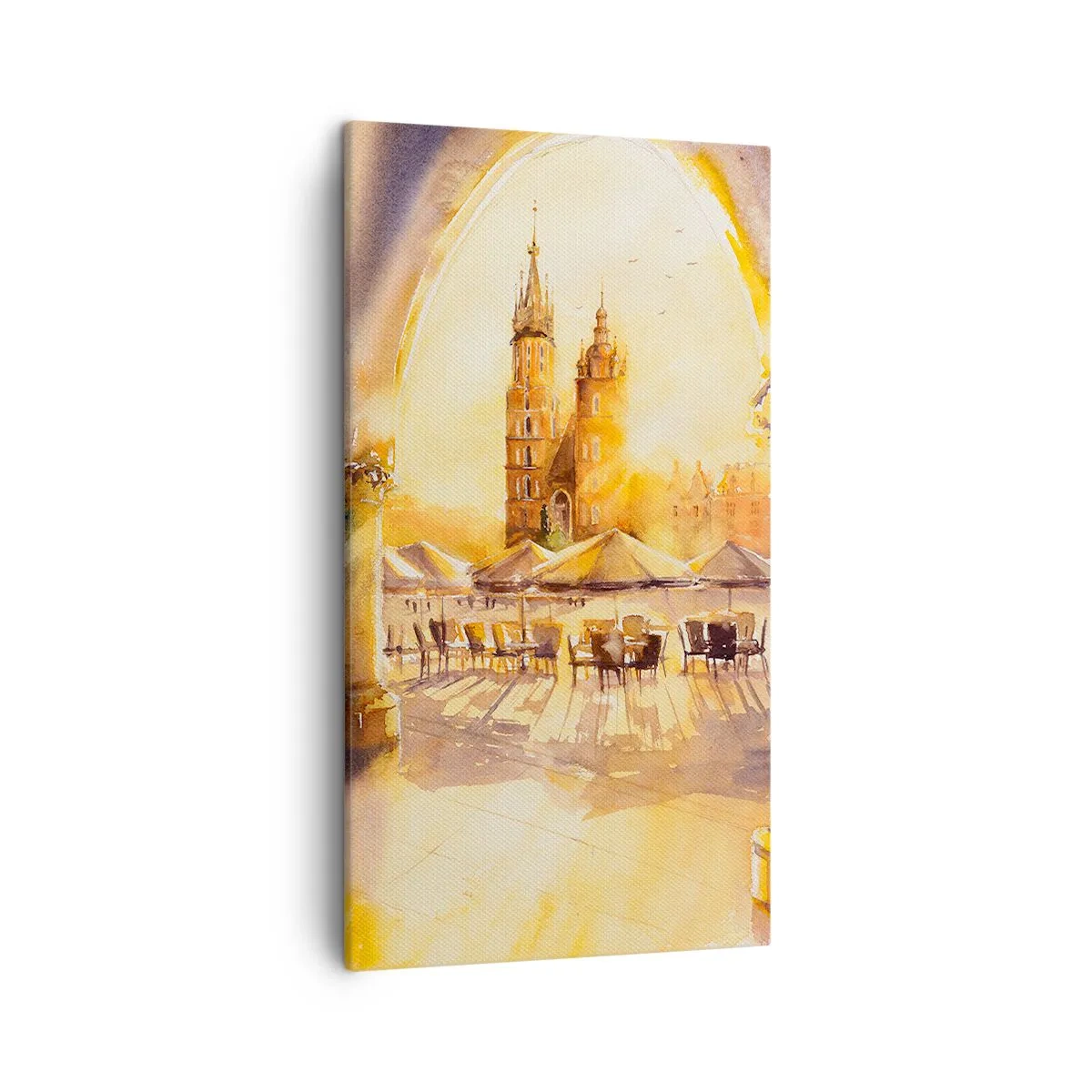 Canvas picture - Sunrise over a Crocow Market - 45x80 cm