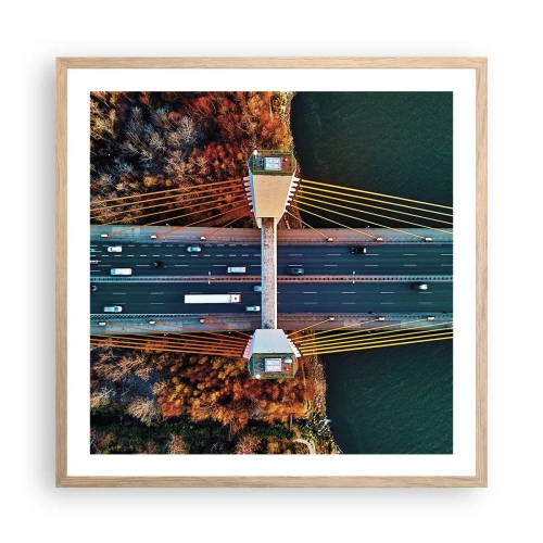 Poster in light oak frame - Behind Seas and Oceans - 60x60 cm