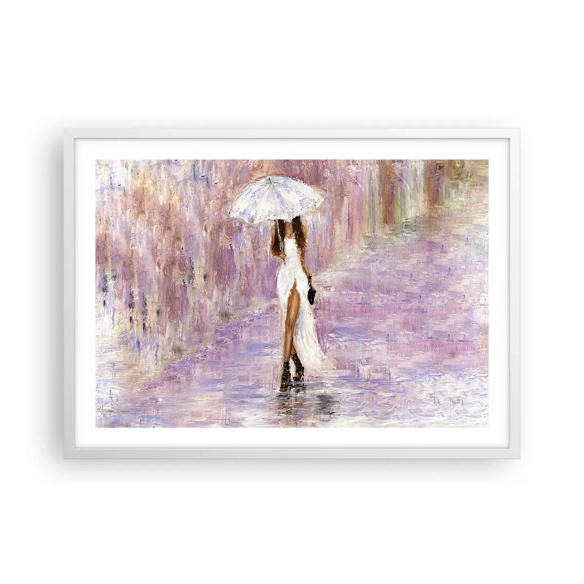 Poster in white frmae - In Liliac Rain - 70x50 cm