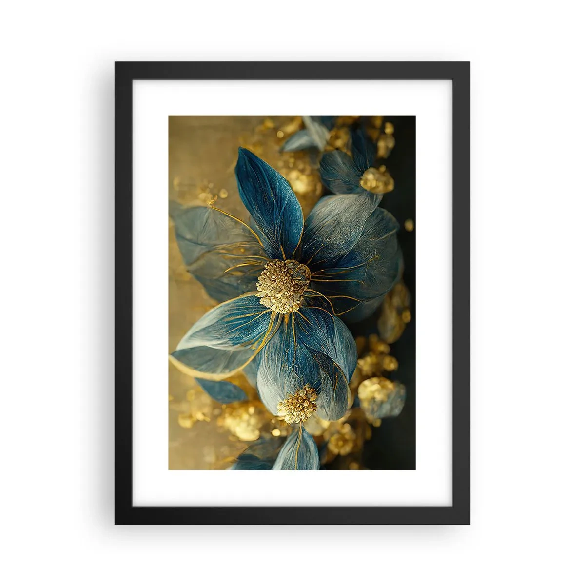 Poster in black frame - Blossoming in Gold - 30x40 cm