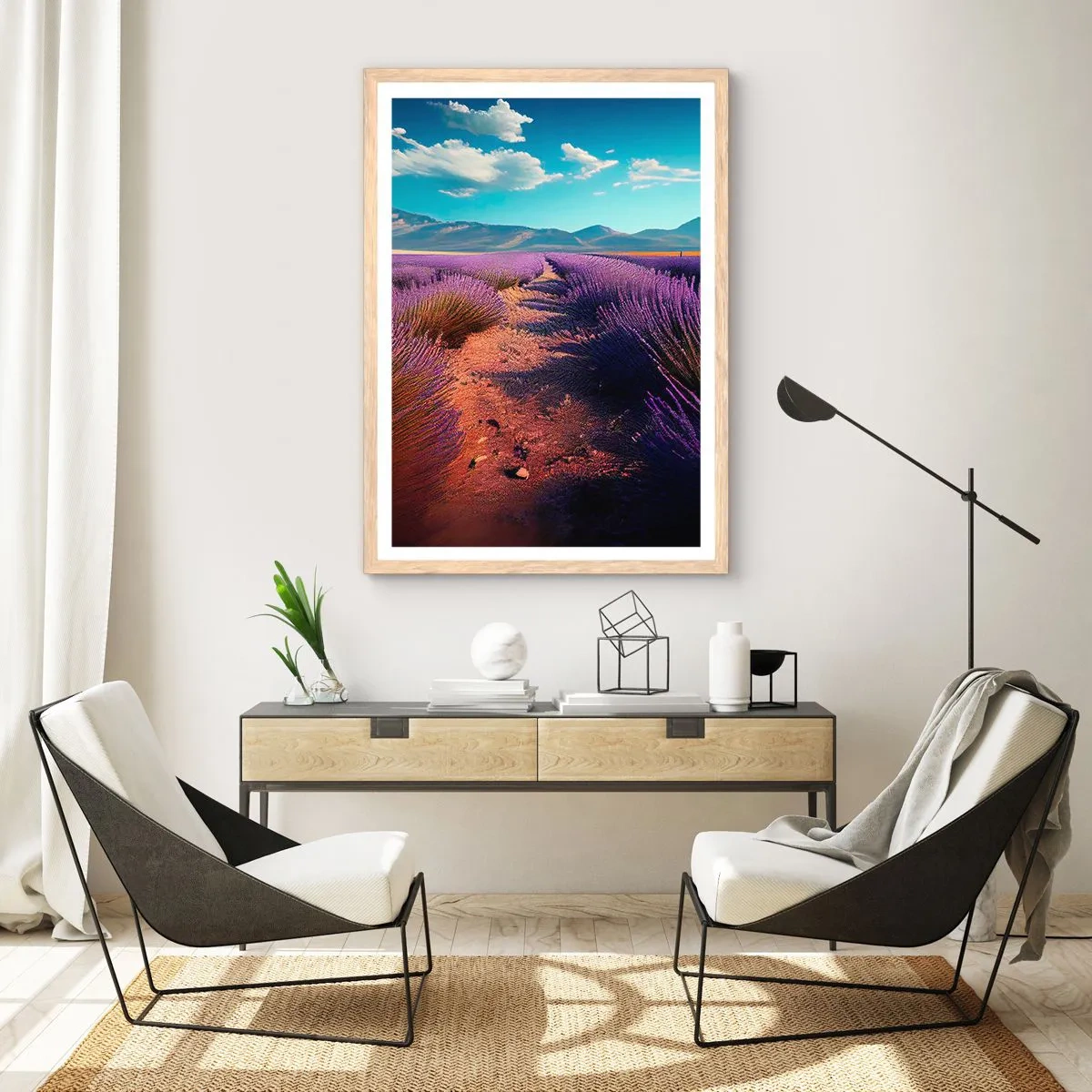 Poster in light oak frame - Fragrant Fields - 70x100 cm