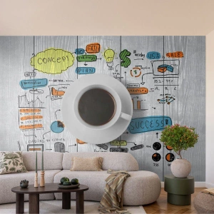 Photo Wallpaper Premium Sand - Time for a Break - Graphics, Coffee, Espresso - 300x210 cm