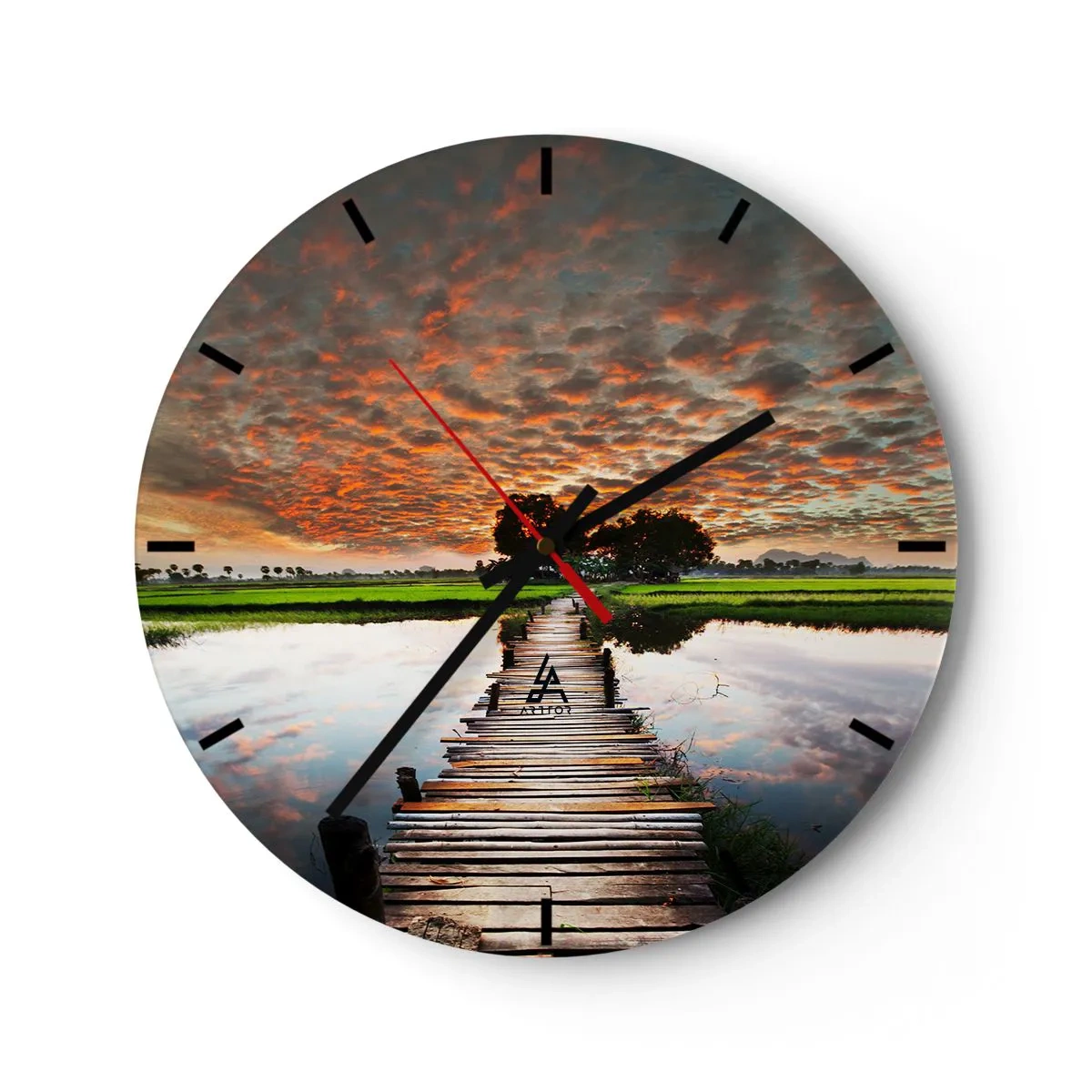 Wall clock - Clock on glass - Spread Your Arms and Breathe - 40x40 cm