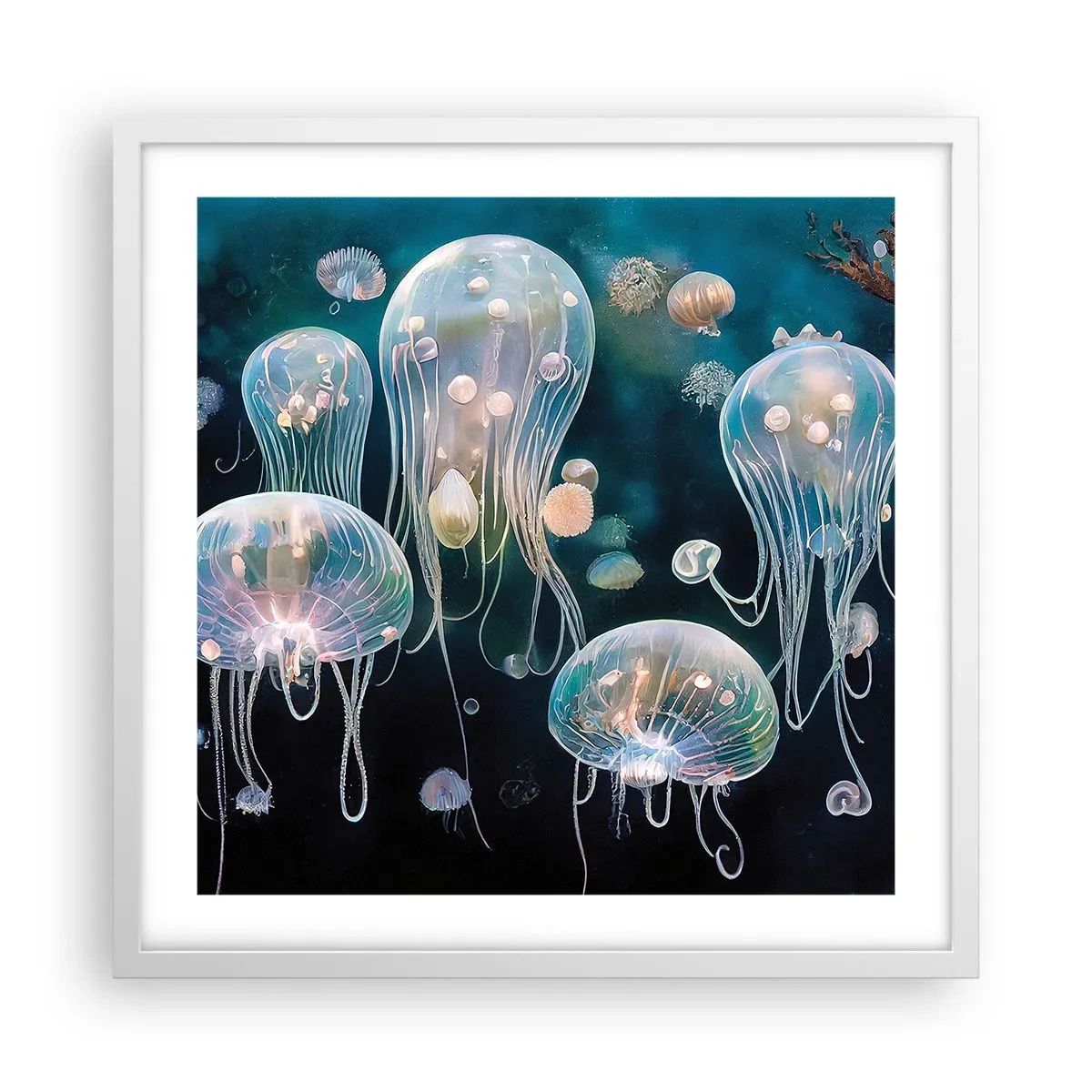 Poster in white frmae - Underwater Ball - 50x50 cm
