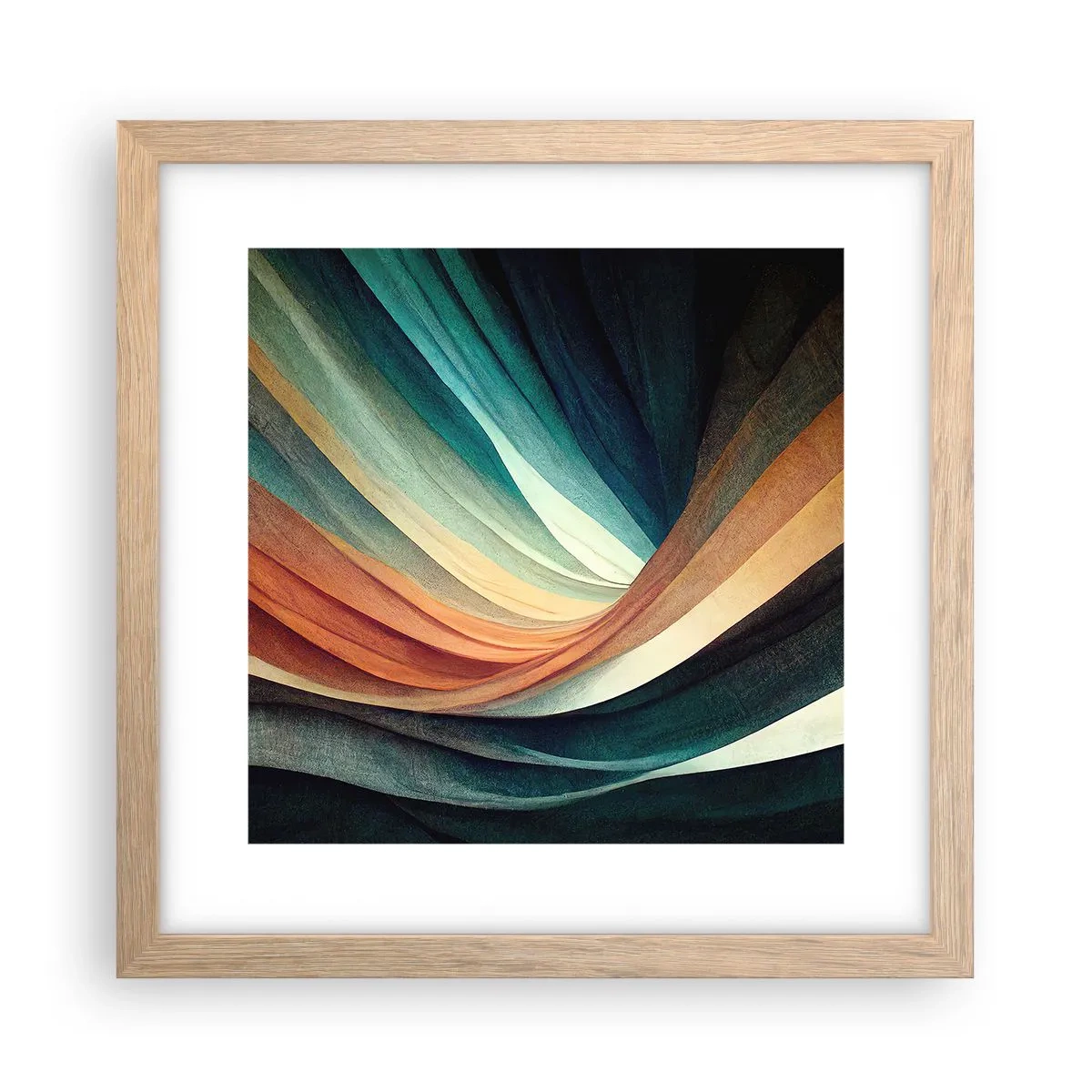 Poster in light oak frame - Woven from Colours - 30x30 cm