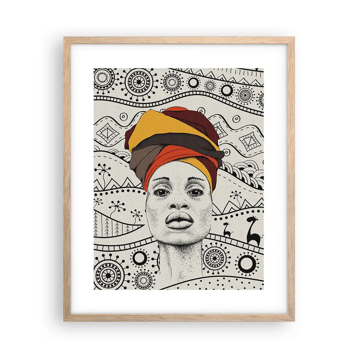 Poster in light oak frame - African Portrait - 40x50 cm